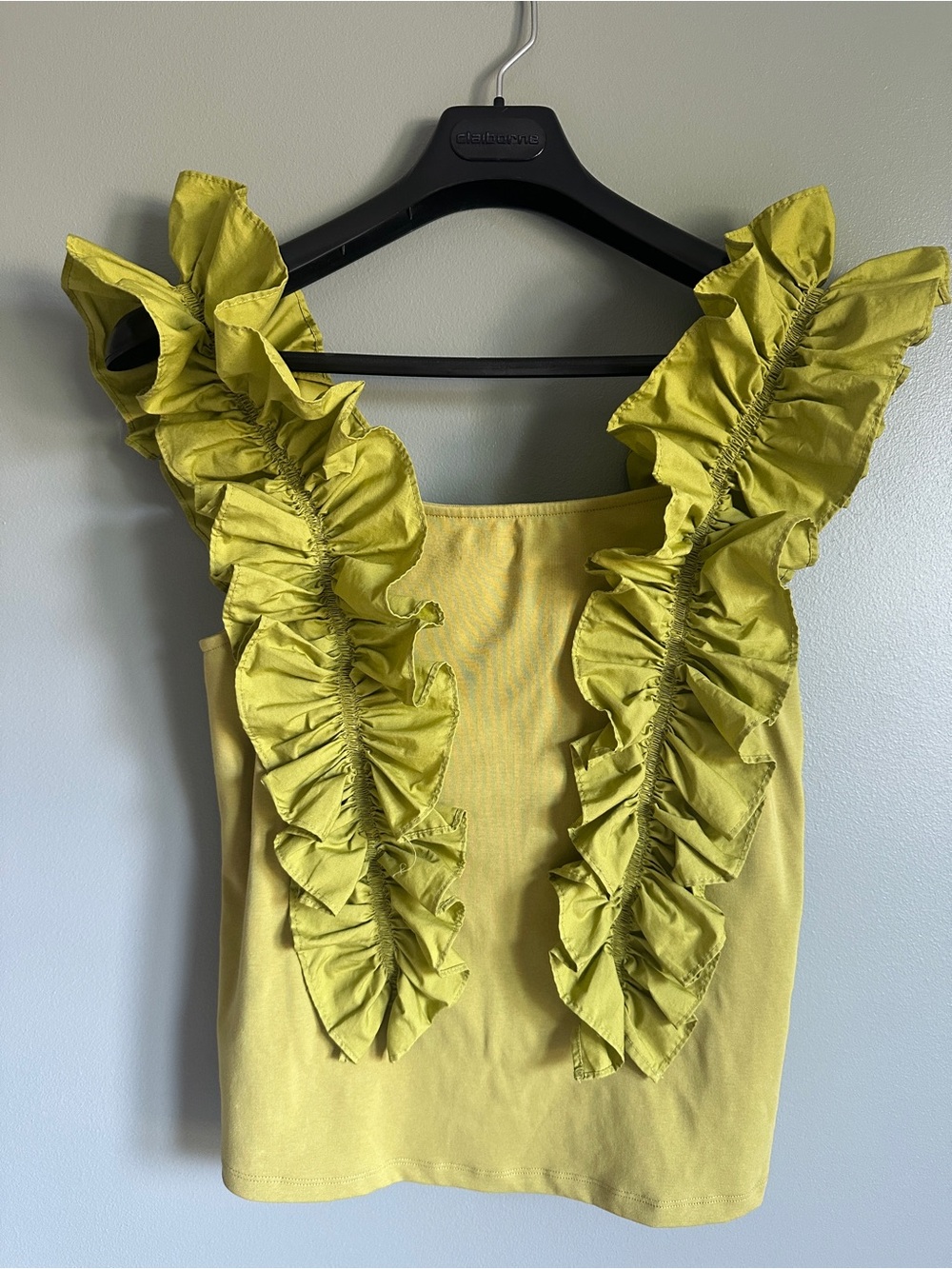 Marc New York Ruffled Square Neck Tank Top - Lime Green
